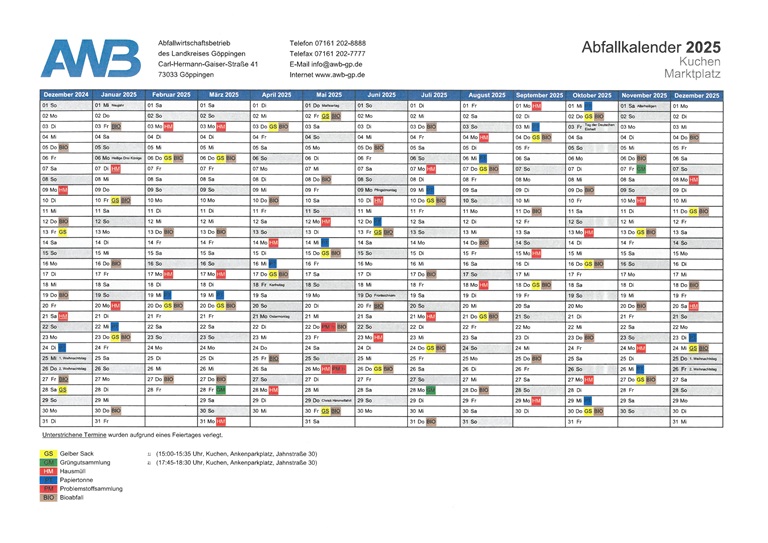 Mülltermine... ganzes Jahr 2025